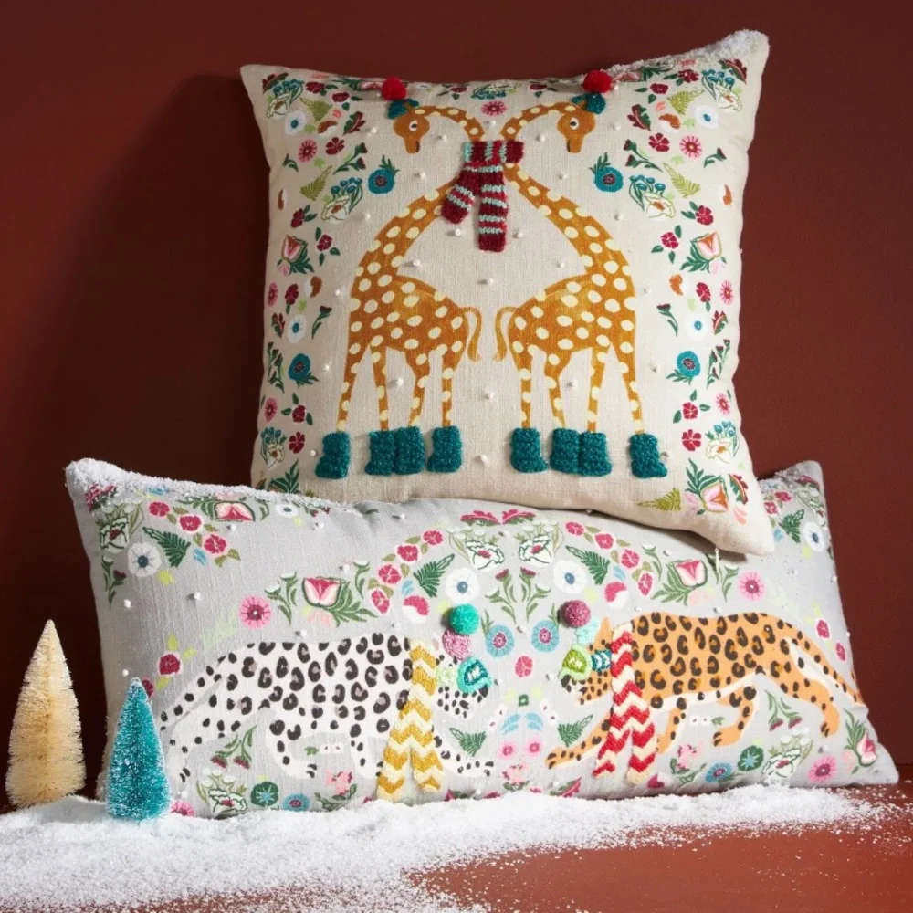 Giraffe Holiday Pillow